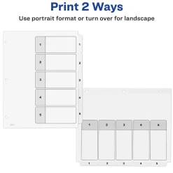 Avery Ready Index Table of Contents Paper Dividers, 1-5 Tabs, White, 6 Sets/Pack (11821) Hot