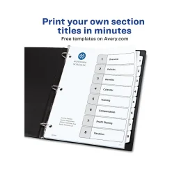 Avery Ready Index Table of Contents Paper Dividers, 1-8 Tabs, White, 6 Sets/Pack (11822) Sale
