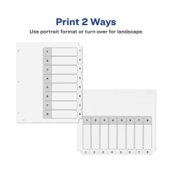 Avery Ready Index Table of Contents Paper Dividers, 1-8 Tabs, White, 6 Sets/Pack (11822) Sale