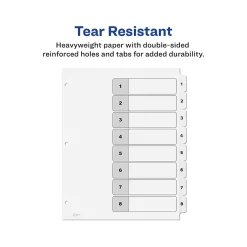 Avery Ready Index Table of Contents Paper Dividers, 1-8 Tabs, White, 6 Sets/Pack (11822) Sale