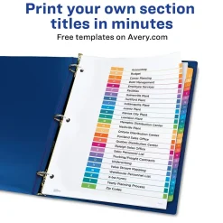 Avery Ready Index Table of Contents Pre-Printed Paper Divider, A-Z Tabs , Multicolor, 6 Sets (11832) Sale