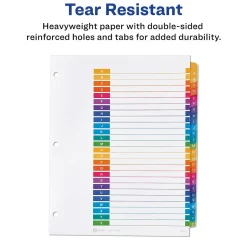 Avery Ready Index Table of Contents Pre-Printed Paper Divider, A-Z Tabs , Multicolor, 6 Sets (11832) Sale