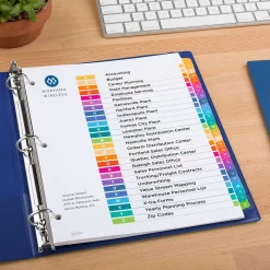 Avery Ready Index Table of Contents Pre-Printed Paper Divider, A-Z Tabs , Multicolor, 6 Sets (11832) Sale