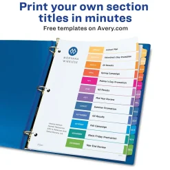Avery Ready Index Table of Contents Pre-Printed Monthly Paper Divider, Jan-Dec, Multicolor, 6 Sets (11830) Clearance