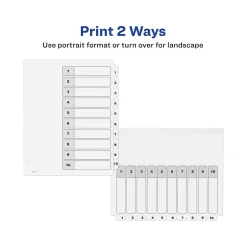 Avery Ready Index Table of Contents Paper Dividers, 1-10 Tabs, White, 6 Sets/Pack (11823) Hot