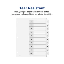 Avery Ready Index Table of Contents Paper Dividers, 1-10 Tabs, White, 6 Sets/Pack (11823) Hot