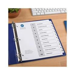 Avery Ready Index Table of Contents Paper Dividers, 1-10 Tabs, White, 6 Sets/Pack (11823) Hot