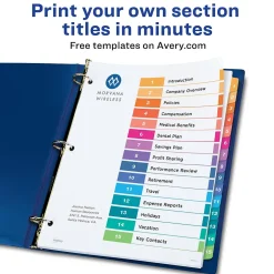Avery Ready Index Table of Contents Pre-Printed Paper Dividers, 15 Tabs, Multicolor, 1 Set (11143) Online