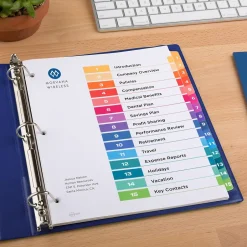 Avery Ready Index Table of Contents Pre-Printed Paper Dividers, 15 Tabs, Multicolor, 1 Set (11143) Online