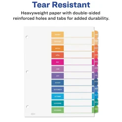 Avery Ready Index Table of Contents Pre-Printed Monthly Paper Divider, Jan - Dec Tabs, Multicolor, 1 Set (11127) New