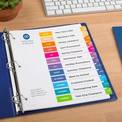 Avery Ready Index Table of Contents Pre-Printed Monthly Paper Divider, Jan - Dec Tabs, Multicolor, 1 Set (11127) New
