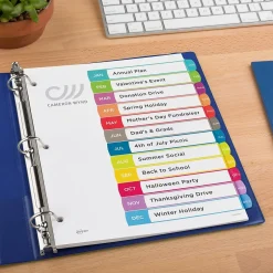 Avery Ready Index Table of Contents Paper Dividers, 1-12 Tabs, Contemporary Multicolor (11847) New