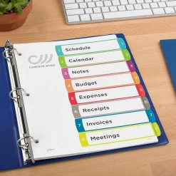 Avery Ready Index Table of Contents Paper Dividers, 1-8 Tabs, Contemporary Multicolor (11841)