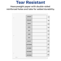 Avery Ready Index Table of Contents Paper Dividers, Jan-Dec Tabs, White (11126) Clearance