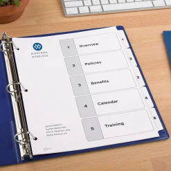 Avery Ready Index Table of Contents Paper Dividers, 1-5 Tabs, White (11130) New