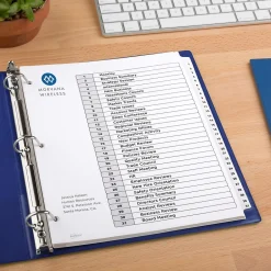 Avery Ready Index Table of Contents Pre-Printed Numeric Paper Divider, 31 Tabs, White, 1 Set (11128/RI21331C) New