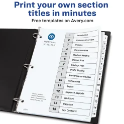 Avery Ready Index Table of Contents Paper Dividers, 1-15 Tabs, White (11142) Best