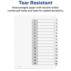 Avery Ready Index Table of Contents Paper Dividers, 1-15 Tabs, White (11142) Best