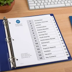 Avery Ready Index Table of Contents Paper Dividers, 1-15 Tabs, White (11142) Best