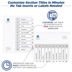 Avery Ready Index Table of Contents Paper Dividers, 1-10 Tabs, White (11134) Online