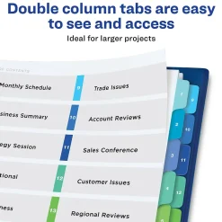 Avery Ready Index Table of Contents Double Column Paper Dividers, 1-16 Tabs, Multicolor (11320) Clearance