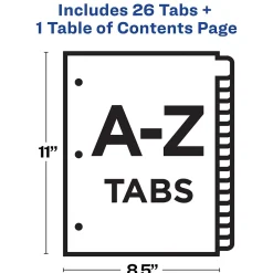 Avery Ready Index Table of Contents EcoFriendly Paper Dividers, A-Z Tabs, Multicolor (11085)