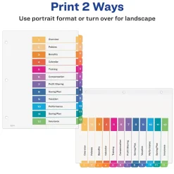 Avery Ready Index Table of Contents EcoFriendly Paper Dividers, 1-12 Tabs, Multicolor, 3 Sets/Pack (11083) Discount