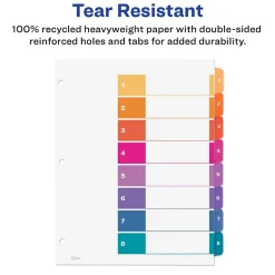 Avery Ready Index Table of Contents EcoFriendly Paper Dividers, 1-8 Tabs, Multicolor, 3 Sets/Pack (11081) Hot
