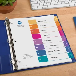 Avery Ready Index Table of Contents EcoFriendly Paper Dividers, 1-8 Tabs, Multicolor, 3 Sets/Pack (11081) Hot