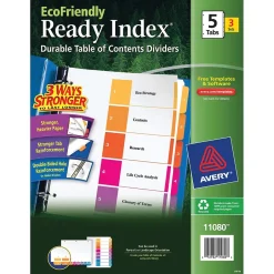 Avery Ready Index Table of Contents EcoFriendly Paper Dividers, 1-5 Tabs, Multicolor, 3 Sets/Pack (11080) Sale