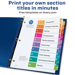 Avery Ready Index Table of Contents EcoFriendly Paper Dividers, 1-10 Tabs, Multicolor, 3 Sets/Pack (11082) Sale