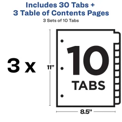 Avery Ready Index Table of Contents EcoFriendly Paper Dividers, 1-10 Tabs, Multicolor, 3 Sets/Pack (11082) Sale