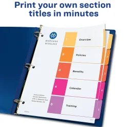 Avery Ready Index Table of Contents Paper Dividers, 1-5 Tabs, Multicolor, 24 Sets/Box (11167) Sale