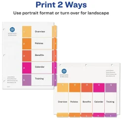Avery Ready Index Table of Contents Paper Dividers, 1-5 Tabs, Multicolor, 24 Sets/Box (11167) Sale