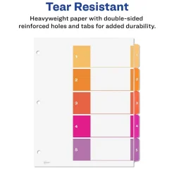 Avery Ready Index Table of Contents Paper Dividers, 1-5 Tabs, Multicolor, 24 Sets/Box (11167) Sale