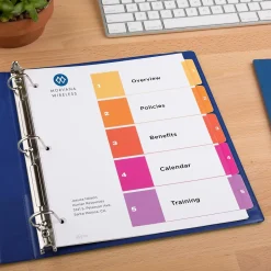 Avery Ready Index Table of Contents Paper Dividers, 1-5 Tabs, Multicolor, 24 Sets/Box (11167) Sale