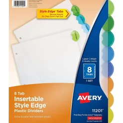 Avery Style Edge Insertable Plastic Dividers, 8 Tab, Multicolor (11201) Outlet