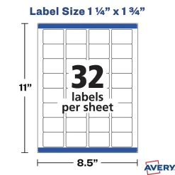 Avery Sure Feed Laser/Inkjet Durable Labels, 1.25