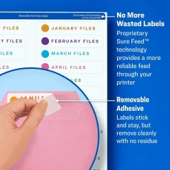 Avery Sure Feed Laser/Inkjet File Folder Labels, 2/3" x 3-7/16", White, 750 Labels/Pack (8066) Discount