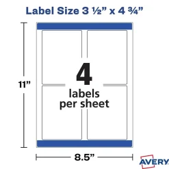 Avery Sure Feed Laser/Inkjet Durable Print-to-the-Edge Labels, 3.5