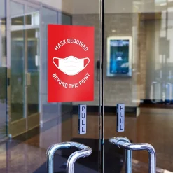 Social Distance Signage<Avery Surface Safe "Mask Required Beyond This Point" Preprinted Wall Decals, 7" x 10", Red/White, 5 Pack (83177)
