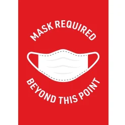 Social Distance Signage<Avery Surface Safe "Mask Required Beyond This Point" Preprinted Wall Decals, 7" x 10", Red/White, 5 Pack (83177)