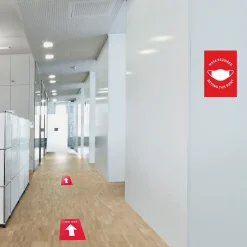 Social Distance Signage<Avery Surface Safe "Mask Required Beyond This Point" Preprinted Wall Decals, 7" x 10", Red/White, 5 Pack (83177)