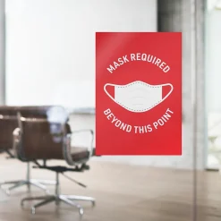 Social Distance Signage<Avery Surface Safe "Mask Required Beyond This Point" Preprinted Wall Decals, 7" x 10", Red/White, 5 Pack (83177)