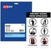 Social Distance Signage<Avery Surface Safe "Prevent Germs from Spreading" Preprinted Wall Decals, 7" x 10", White/Black, 5/Pack (83174)