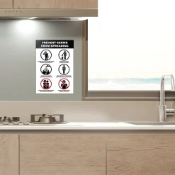 Social Distance Signage<Avery Surface Safe "Prevent Germs from Spreading" Preprinted Wall Decals, 7" x 10", White/Black, 5/Pack (83174)