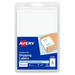 Avery TrueBlock Laser/Inkjet Shipping Labels, 3" x 4", White, 40 Labels/Pack (5286) New
