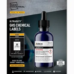 Avery UltraDuty Waterproof Laser GHS Chemical Labels 2" x 2", White, 600 Labels/Box (60506) Clearance