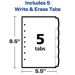 Avery Write & Erase Plastic Mini Dividers, 5 Tabs, Multicolor (16180) Discount