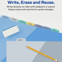 Avery Write & Erase Pocket Plastic Dividers, 8 Tabs, Multicolor (16177) New